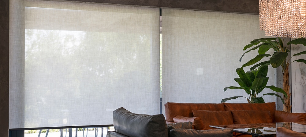 white fabric window shades