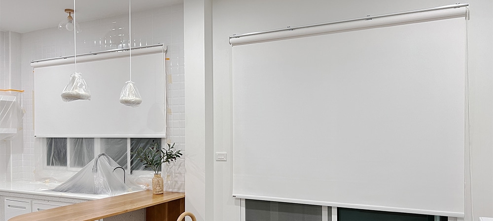 modern white roller blinds