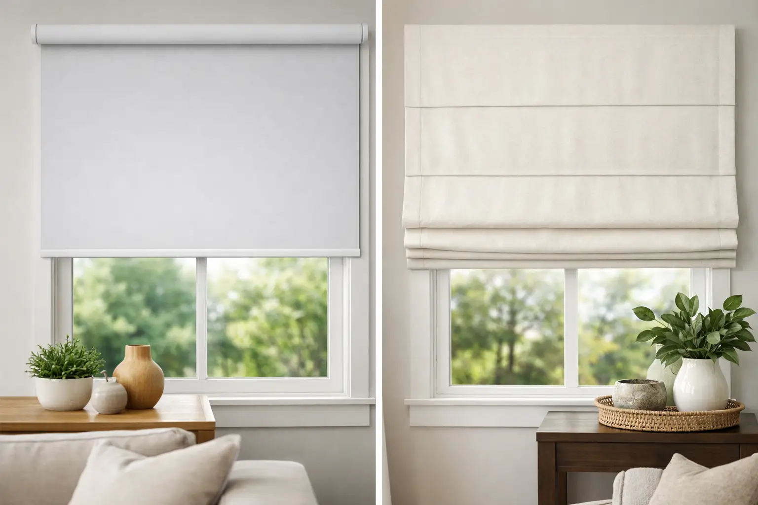 Roller Blinds vs Roman Shades for Your Home